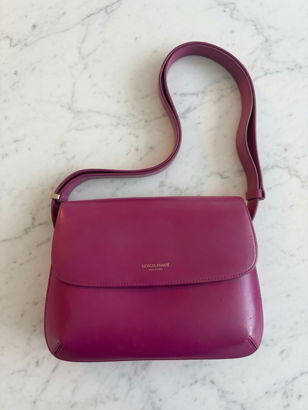 Giorgio Armani Raspberry Leather Crossbody Bag